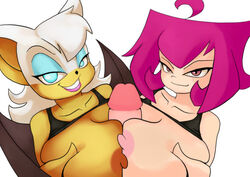 1boy 2girls breasts cloktowur double_paizuri female gaz_membrane human invader_zim multiple_girls multiple_paizuri nickelodeon paizuri penis rouge_the_bat sega sonic_(series) tagme thicc_gaz