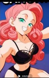 anime_style big_breasts dragon_ball dragon_ball_z green_eyes lingerie pink_hair