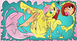 anthro breasts clothing costume equine female fluttershy_(mlp) friendship_is_magic horse human humantorubberpony mammal my_little_pony nude rubber sex skyspeardw solo straight_hair suit tf_into_fictional_character toy transformation