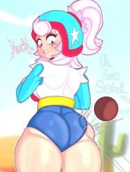 ass ass_jiggle bonnie_(brawl_stars) janet_(brawl_stars) looking_at_ass thick_ass thick_thighs