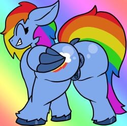 animal_genitalia animal_pussy anus ass big_butt blue_body blue_fur chibitay equid equine equine_anus equine_genitalia equine_pussy female friendship_is_magic fur genitals hair hasbro mammal multicolored_hair my_little_pony mythological_creature mythological_equine mythology pegasus pussy rainbow_dash_(mlp) rainbow_hair wings