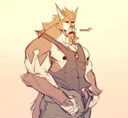 2017 animated anthro balls biceps big_penis canine clothing erection flexing fur furry grin male male_only mammal muscular muscular_male nipples penis shirt simple_background smile solo strip tank_top were werethrope werethrope_laporte werewolf wolf