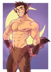 abs bara biceps halloween holidays male male_nipples male_only manly mondoart muscular_male nipples pecs raeyr werewolf