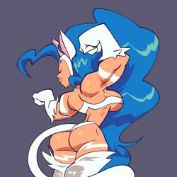 1girls ass biceps big_ass big_breasts blue_hair breasts bubble_butt catgirl darkstalkers fat_ass felicia female female_only flexing flexing_bicep large_ass long_hair monamania muscular muscular_female solo tail thick_ass thick_thighs white_fur