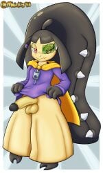 2_mouth 2_toes a_hat_in_time absurd_res aether_(mawlandra) bedroom_eyes big_penis cape clothed clothing clothing_lift dragon_ball dragon_ball_z feet generation_3_pokemon genitals hat_kid_(cosplay) hi_res mawile mhicky93 narrowed_eyes nintendo penis pokemon pokemon_(species) presenting presenting_penis seductive shirt shirt_lift short_stack toes topwear