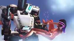 3d animated bastion_(overwatch) dark_skin female fingering living_machine no_sound nude omnic overwatch robot shorter_than_30_seconds shytoast sombra video