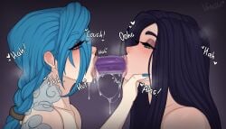 2020s 2024 2girls arcane arcane_caitlyn arcane_jinx blowjob blowjob_face blue_hair caitlyn_kiramman closed_eyes comic comic_panel dark_background dildo dildo_in_mouth double_dildo double_dildo_deepthroat eyelashes grabbing_face jinx_(league_of_legends) kissing league_of_legends league_of_legends:_wild_rift lesbian_kiss light-skinned_female light_skin lips lipstick long_hair makeup open_eyes open_mouth saliva saliva_drip saliva_on_tongue saliva_string saliva_trail sex_toy simple_background steam steaming_body steamy tattoo tattoo_on_chest tattoos tongue tongue_out vo1ette yuri