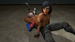 1boy 1girls 3d asphyxiation ass black_eyes black_hair breasts bubble_butt clothed_male_nude_female dark-skinned_female dark_skin duo egyptian female femdom fingerless_gloves gloves headscissor headscissors highres human interracial large_ass large_breasts leg_lock looking_at_another looking_back male malesub muscles muscular_female nipples nude overwatch pale-skinned_male pale_skin pharah pharah-best-girl sitting_on_face smothering soldier_76 source_filmmaker straight