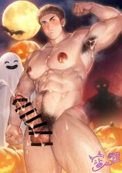 abs balls bara biceps big_balls big_penis erection halloween holidays konpenpen male male_nipples male_only manly muscular_male nipples nude pecs penis