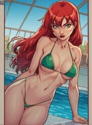 ai_generated bikini green_bikini hot lewd marvel marvel_comics mary_jane mary_jane_watson mj red_hair sexy