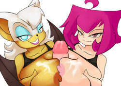 1boy 2girls breasts cloktowur cum double_paizuri female ffm gaz_membrane human invader_zim multiple_girls multiple_paizuri nickelodeon paizuri penis rouge_the_bat sega sonic_(series) tagme thicc_gaz