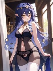 ai_generated blue_hair genshin_impact layla_(genshin_impact) lingerie