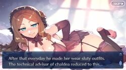 ai_generated babydoll bed bedroom blue_eyes brown_hair cleavage cuckold curvy fate/grand_order fate_(series) garter_straps large_ass large_breasts leonardo_da_vinci_(fate) leonardo_da_vinci_(fate/grand_order) lingerie long_hair lordem netorare ntr toeless_legwear wide_hips