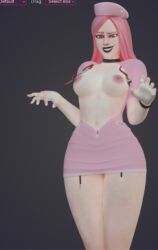 fortnite fortnite:_battle_royale haze_(fortnite) nurse nurse_uniform pink_hair red_eyes starinww surf_witch_(fortnite) tits_out