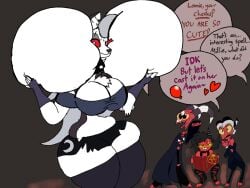 animated anthro blitzo_(helluva_boss) cheeks_inflation colored dialogue female furry hellhound helluva_boss hyper_cheeks imp inflation loona_(helluva_boss) millie_(helluva_boss) moxxie_(helluva_boss) spyrobiffy tagme thick_thighs vivienne_medrano