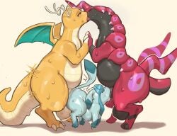 3lues ambiguous_gender anthro anthro_on_feral anthro_penetrating anthro_penetrating_feral balls biped blue_body double_penetration dragonite eeveelution erection feral feral_penetrated french_kissing generation_1_pokemon generation_4_pokemon generation_5_pokemon genitals glaceon group hi_res kissing male nintendo oral oral_penetration orange_body orange_scales penetration penile penile_penetration penis pokemon pokemon_(species) quadruped red_body scales scolipede sex shadow side_view simple_background trio yellow_background zoophilia