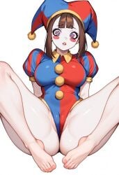 1girls brown_hair jester jester_girl jester_hat pomni_(the_amazing_digital_circus) rosy_cheeks short_hair the_amazing_digital_circus white_body white_skin