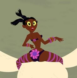 1girls adult_swim big_butt bird brown_skin butt cartoon_network dark-skinned_female dark_skin extra_thicc_rave_girl female female_focus huge_ass lipstick rave_girl_(samurai_jack) red_lipstick samurai_jack thick_thighs thighs wide_hips yellow_sclera