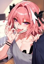 ai_generated astolfo_(fate) femboy mind_control pink_hair possession ryoumen_sukuna_(jujutsu_kaisen) tongue