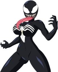 big_breasts female_only looking_at_viewer marvel marvel_comics posing_for_the_viewer she-venom solo tongue_out