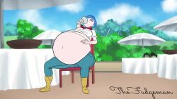 animated belly_expansion bulma_briefs clothing dragon_ball large_breasts obese_female sound tagme the_fudgeman video