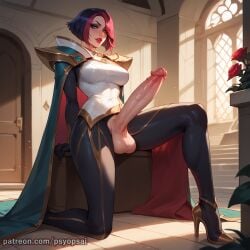 1futa ai_generated artist_name big_penis clothed clothing colored digital_media_(artwork) erection fiora_laurent front_view futa_only futanari high_heels huge_cock kneeling league_of_legends penis psyopsai riot_games short_hair solo solo_focus uncensored watermark