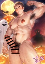 abs balls bara biceps big_balls big_penis erection halloween holidays konpenpen male male_nipples male_only manly muscular_male nipples nude pecs penis