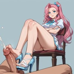 ai_generated cock cum_on_feet footjob heels league_of_legends male penis seraphine_(league_of_legends) toenail_polish