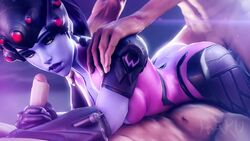 3d animated breasts hakusfm handjob huge_cock large_penis mmf_threesome no_sound overwatch penis prone_bone small_breasts threesome video widowmaker