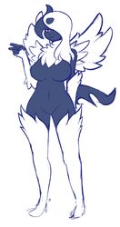 1girls 2018 absol anthro anthrofied blue_skin breasts canine chest_tuft cottoncanyon digital_media_(artwork) embarrassed featureless_crotch female female_only furry grey_hair hair hair_over_one_eye half-closed_eyes hi_res kneeling long_hair mammal mega_absol mega_evolution nintendo nipples nude original_character partially_colored pokémon_(species) pokemon pokemon_(species) pokemon_rse pokemon_xy pussy red_eyes sketch smile solo standing toony tuft video_games white_fur white_hair