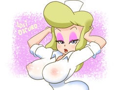 animaniacs big_breasts blonde_hair breasts hello_nurse heloise_nerz large_breasts lipstick lolioscuro nipples nurse see-through