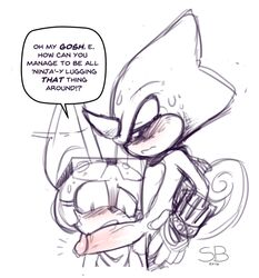 balls blush espio_the_chameleon penis penis_awe skinbark sonar_the_fennec sonic_(series) sonic_the_hedgehog_(archie) sonic_the_hedgehog_(comics) sweat