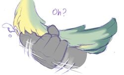 1boy 1girls 4_fingers ? anisodactyl anthro avian clothed clothing cum cum_on_tail digital_media_(artwork) disembodied_hand disembodied_penis dripping duo feathers finch_(xenoblade) fluffy green_feathers humanoid_penis irootie male masturbation motion_lines nintendo orgasm penis simple_background tail_grab text white_background xenoblade_(series) xenoblade_chronicles_2