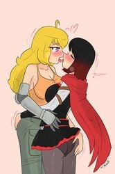 <3 2girls ass ass_grab black_panties blonde blush breasts butt_grab cameltoe cape cleavage closed_eyes clothed female female_only french_kiss french_kissing huge_breasts incest incestuous incestuous_(lore) incestuous_kiss kissing making_out mechanical_arm multiple_girls panties panties_under_pantyhose prosthetic prosthetic_arm purple_eyes pussy reach_around red_hair robotic_arm ruby_rose rwby sister sisters skirt_lift standing underwear yang_xiao_long yuri zronku