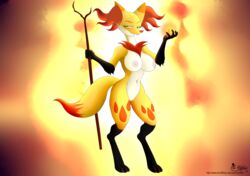 2017 absurd_res anthro anthrofied armpits big_breasts breasts canine curves delphox exotic fantasy female fire fox hi_res magic_user mammal moon navel nintendo nipples nude pokemon pussy slim solo staff thick_thighs video_games voluptuous wide_hips witch yiffler