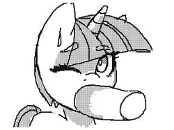 2017 animated bad_id bad_tumblr_id black_and_white blinking deepthroat equine faceless_male fellatio female female_focus feral flipnote_studio friendship_is_magic hasbro horn horse loop low_res lowres male mammal monochrome my_little_pony one_eye_closed oral oughta penis pony ponytail sex simple_background straight sucking tied_hair twilight_sparkle_(mlp) unicorn white_background