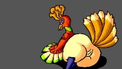 1girls ass avian beak big_ass female feral flygon_(artist) grey_background hi_res ho-oh legendary_pokemon looking_at_viewer looking_back nintendo pixel_art pokemon pokemon_gsc pussy simple_background smile solo somnamg tail thick_thighs video_games wide_hips wings