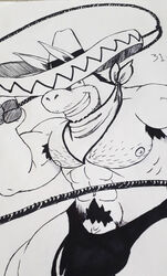 anthro black_and_white bulge donkey hanna-barbera male male_only monochrome muscular orchidshield quick_draw_mcgraw solo sombrero the_quick_draw_mcgraw_show thong