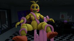 2017 3d animatronic anthro avian bird breasts chicken female five_nights_at_freddy's five_nights_at_freddy's_2 furry highres looking_at_viewer machine nipples non-mammal_breasts nude penetration pussy robot sex solo source_filmmaker tentacle toy_chica_(fnaf) vaginal_penetration xboxking37