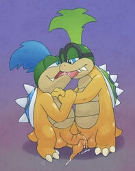 anthro argon_vile balls cum_in_foreskin gay humanoid_penis iggy_koopa incest kissing koopa koopaling larry_koopa long_foreskin male mario_(series) nintendo penis scalie standing uncut yaoi