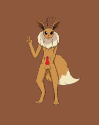 2017 amarashi anthro balls canine eevee erection looking_at_viewer male male_only mammal nintendo nude penis pokemon sex simple_background smile solo video_games