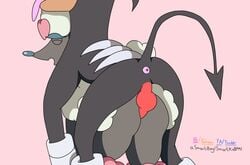 all_fours anal anus asmartboy ass big_butt closed_eyes doggy_style female feral from_behind_position furfrou heart_furfrou heart_trim houndoom knot male mega_evolution mega_houndoom nintendo penis pokemon sex simple_background straight tongue tongue_out video_games