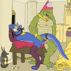 anal anal_beads anal_sex anthro anthro_on_anthro ball_gag balls bondage bound crocodile crocodilian duo egyptian gag hat interspecies koorivlf male mammal marius musclegut muscular muscular_male mustelid otter penetration reptile scalie sex_toy smile yaoi