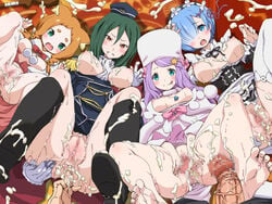 anastasia_hoshin anus breasts butt censored crusch_karsten cum cum_everywhere cum_in_pussy cum_inside cum_on_face female lolita_channel mimi_pearlbaton mosaic_censoring nipples penis re:zero_kara_hajimeru_isekai_seikatsu rem_(re:zero) sex straight