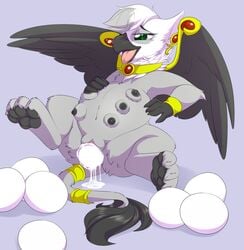 4_toes anthro avian belly big_belly birth breasts camychan egg egg_laying eraclea female gryphon hand_on_stomach looking_pleasured multi_breast nipples open_mouth pawpads paws pregnant pussy solo spreading stretched_pussy teats toes