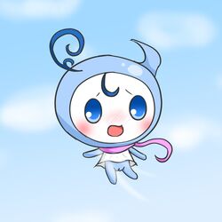 blue_sky blush flying scarf sky tamagotchi upskirt winditchi