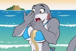 ai_generated animated anthro beach bikini blue_body body_invasion brown_eyes creature_inside eel female furry gill_penetration gill_play gills grok mp4 muscular muscular_female no_hair seaside shark_girl shark_tail shorter_than_10_seconds sound tagme unwilling_pred unwilling_vore video vore
