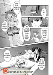 1boy 2girls anoni_chan areolae black_hair breasts comic cum cum_in_pussy doujinshi medium_breasts multiple_girls nipples open_mouth patreon pussy shirai_kuroko small_breasts sweat sweater_vest text tied_hair to_aru_kagaku_no_railgun to_aru_majutsu_no_index twintails uncensored watermark web_address