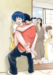 2006 akane_tendo blue_hair clothing genma_saotome kasumi_tendo panties ranma-kun ranma_1/2 ranma_saotome soun_tendo unclean_one