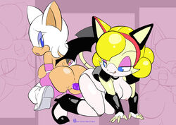 2girls anthro ass bat blonde_hair blue_eyes boots breasts cat crossover dee_dee_(samurai_pizza_cats) dildo double_dildo feline female female_only furry large_breasts mammal multiple_girls nipples nude pussy rouge_the_bat samurai_pizza_cats sega sex_toy short_hair sonic_(series) sonic_team sonic_the_hedgehog_(series) straight_hair tail white_body white_hair wings woory yuri